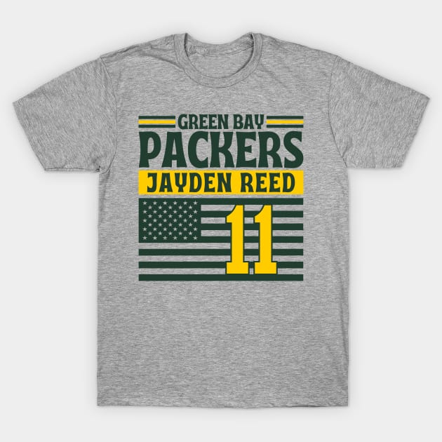 Green Bay Packers Reed 11 American Flag Football T-Shirt by Astronaut.co